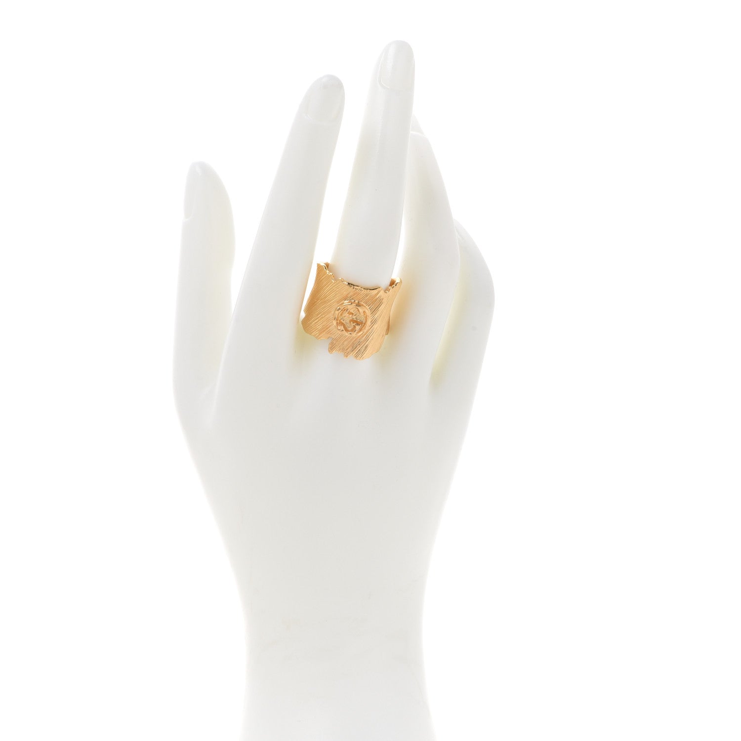 Gucci Metal Textured Interlocking G Band Ring L Gold 2 of 4