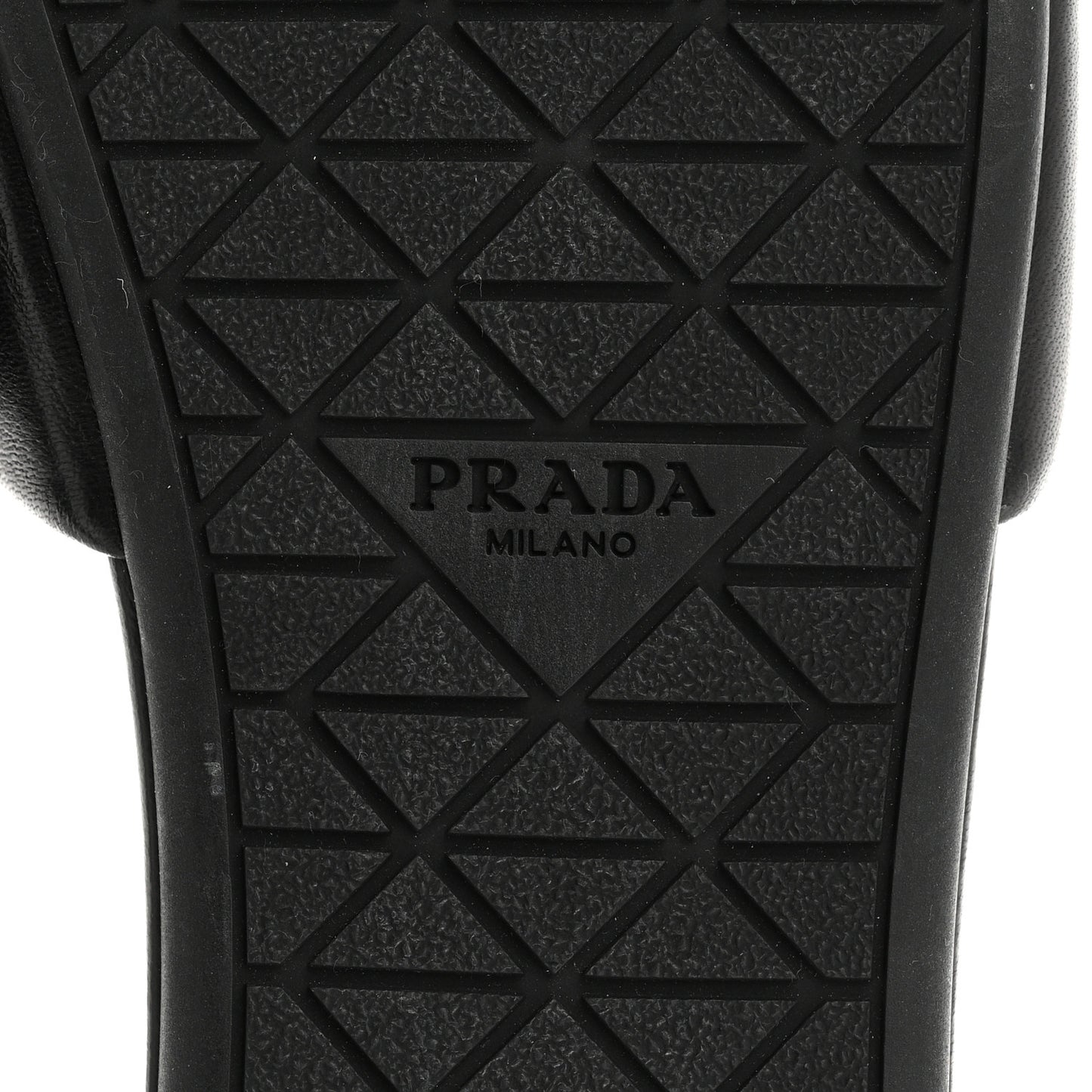 Soft Nappa Metal Triangle Logo Slide Sandals 39 Black