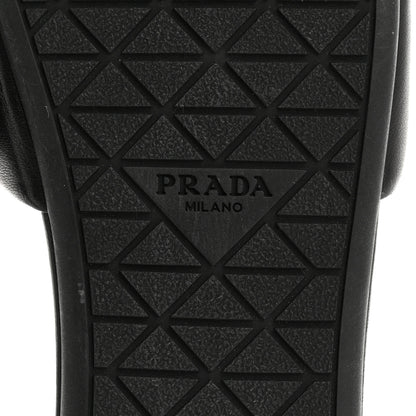 Prada Soft Nappa Metal Triangle Logo Slide Sandals 39 Black 8 of 11