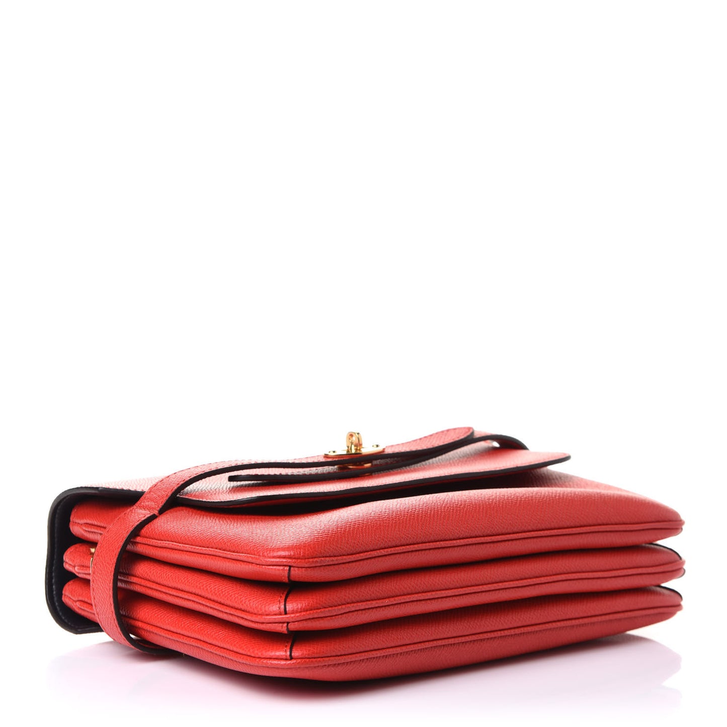 Small Classic Grain Calfskin Belted Bayswater Satchel Lipstick Red