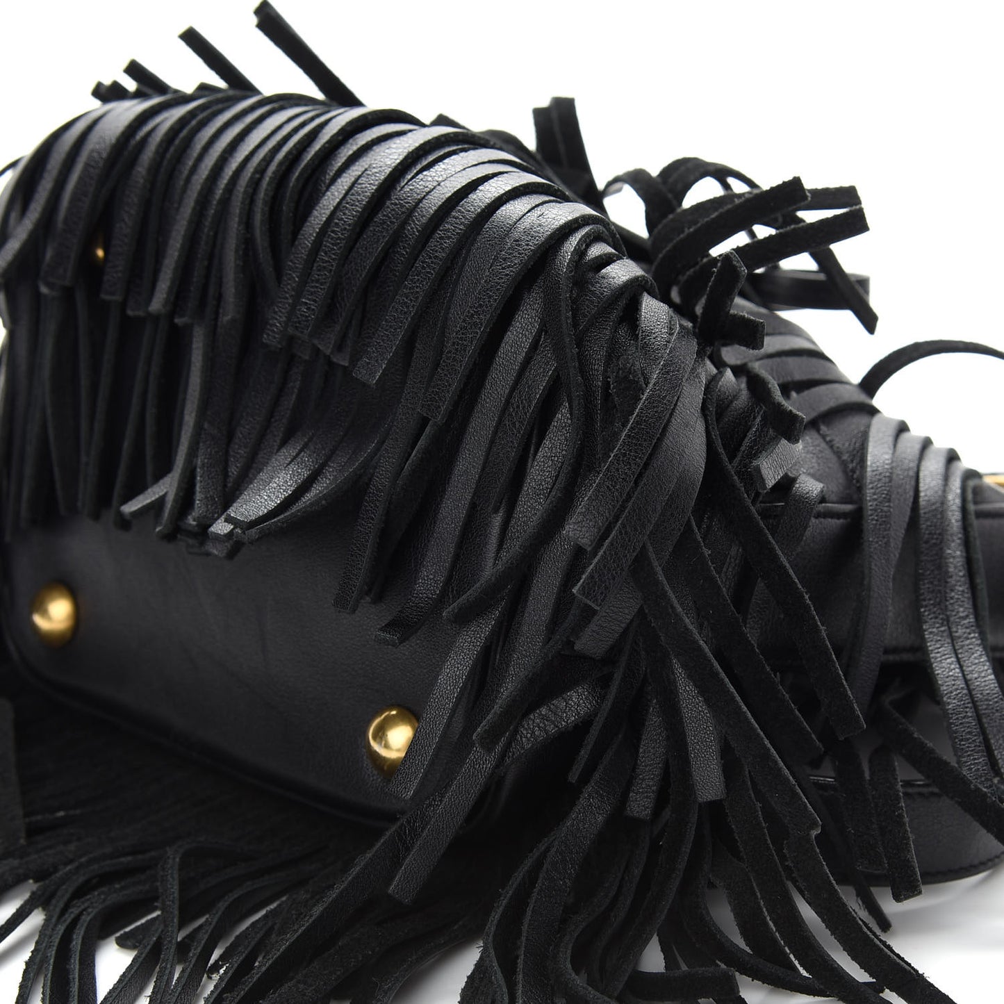 Calfskin Small Emmanuelle Fringe Hobo Bag Black