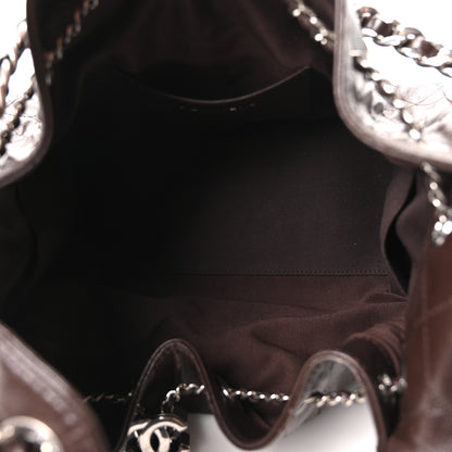 Chanel Shiny Crumpled Calfskin Quilted Small Chanel 25 Handbag Dark Brown 4 of 9