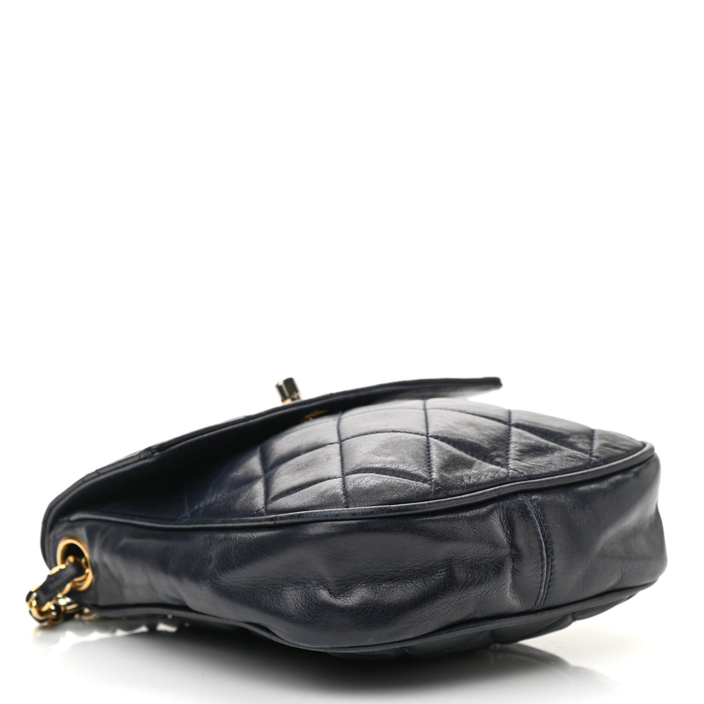 Lambskin Quilted Flap Crossbody Navy Blue