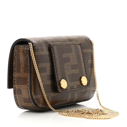 Fendi Glazed Fabric FF 1974 Nano Baguette Belt Charm Mogano Panna 3 of 10