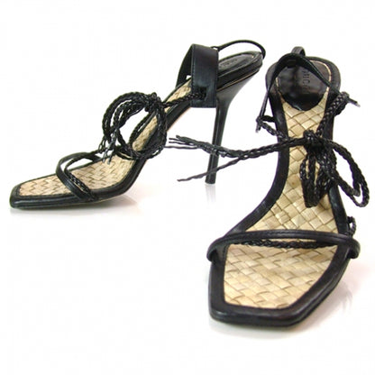 Gucci Leather Lace Up Heels 7 Black 1 of 7