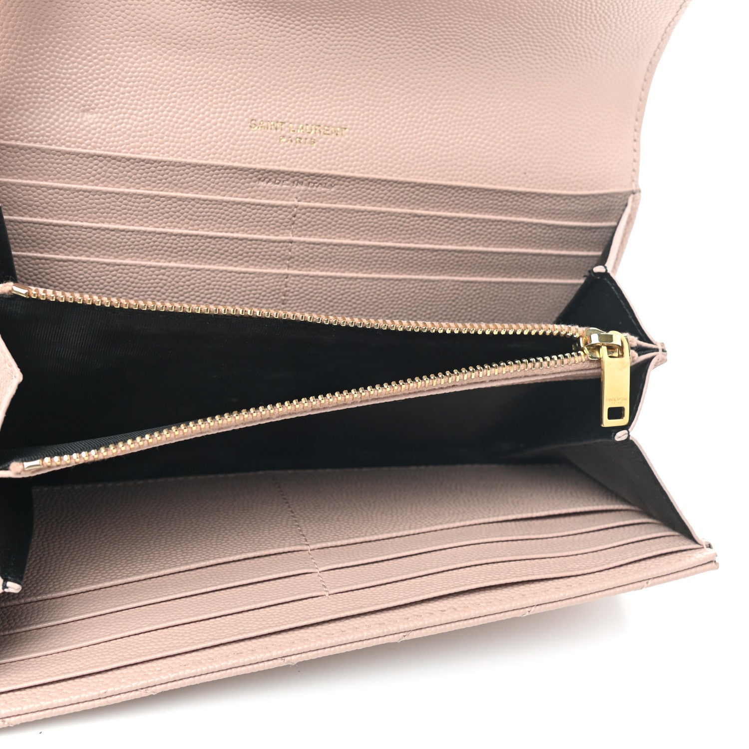 Saint Laurent Grain De Poudre Matelasse Chevron Monogram Flap Wallet Pale Pink 5 of 9