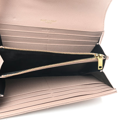 Saint Laurent Grain De Poudre Matelasse Chevron Monogram Flap Wallet Pale Pink 5 of 9