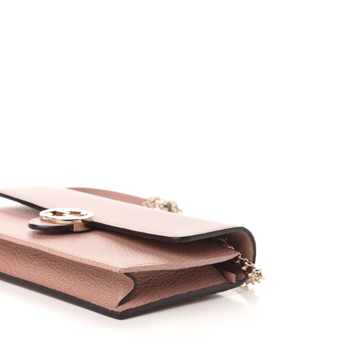 Dollar Calfskin Interlocking G Chain Wallet Soft Pink