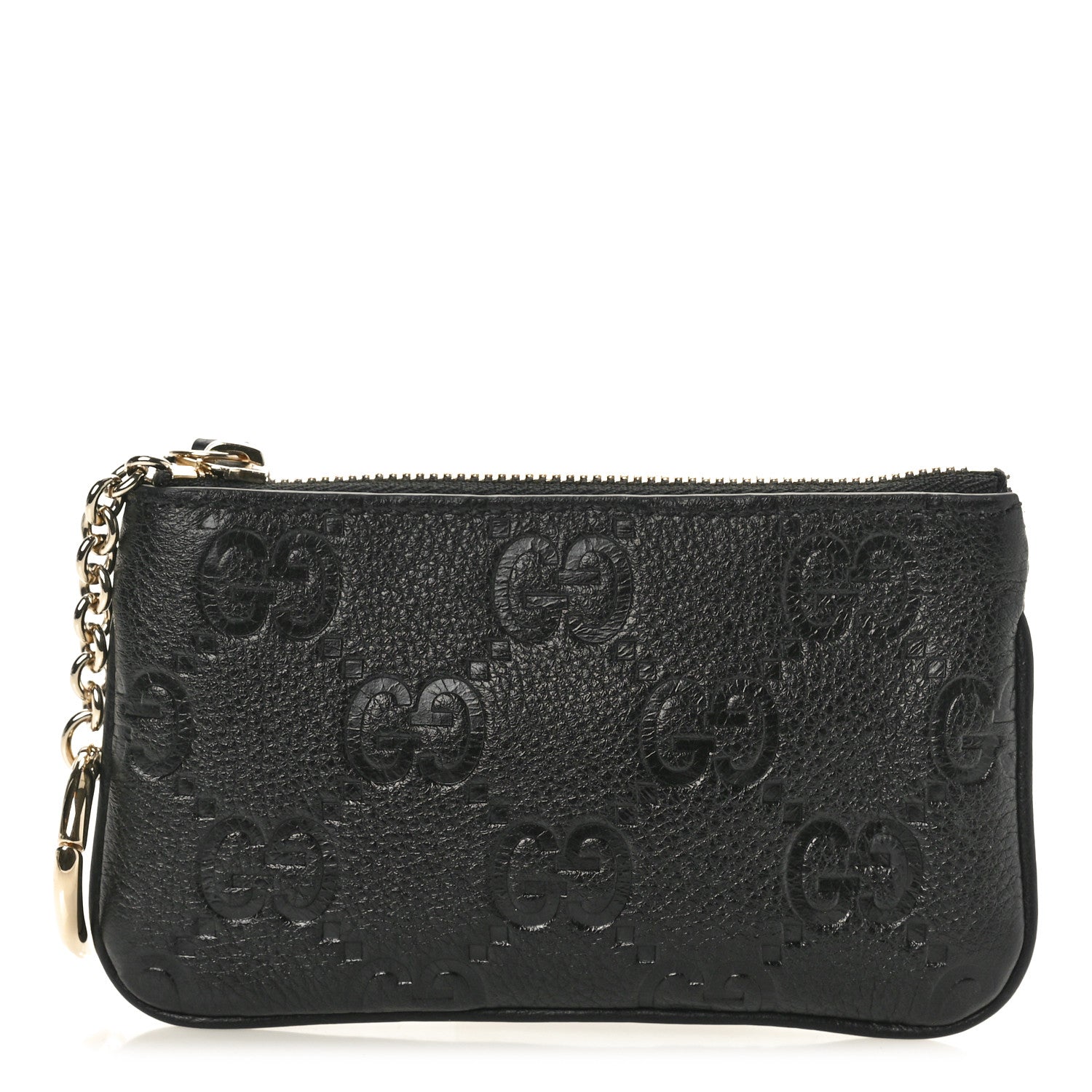 Gucci Guccissima GG Emblem Zip Key Case Black 1 of 8