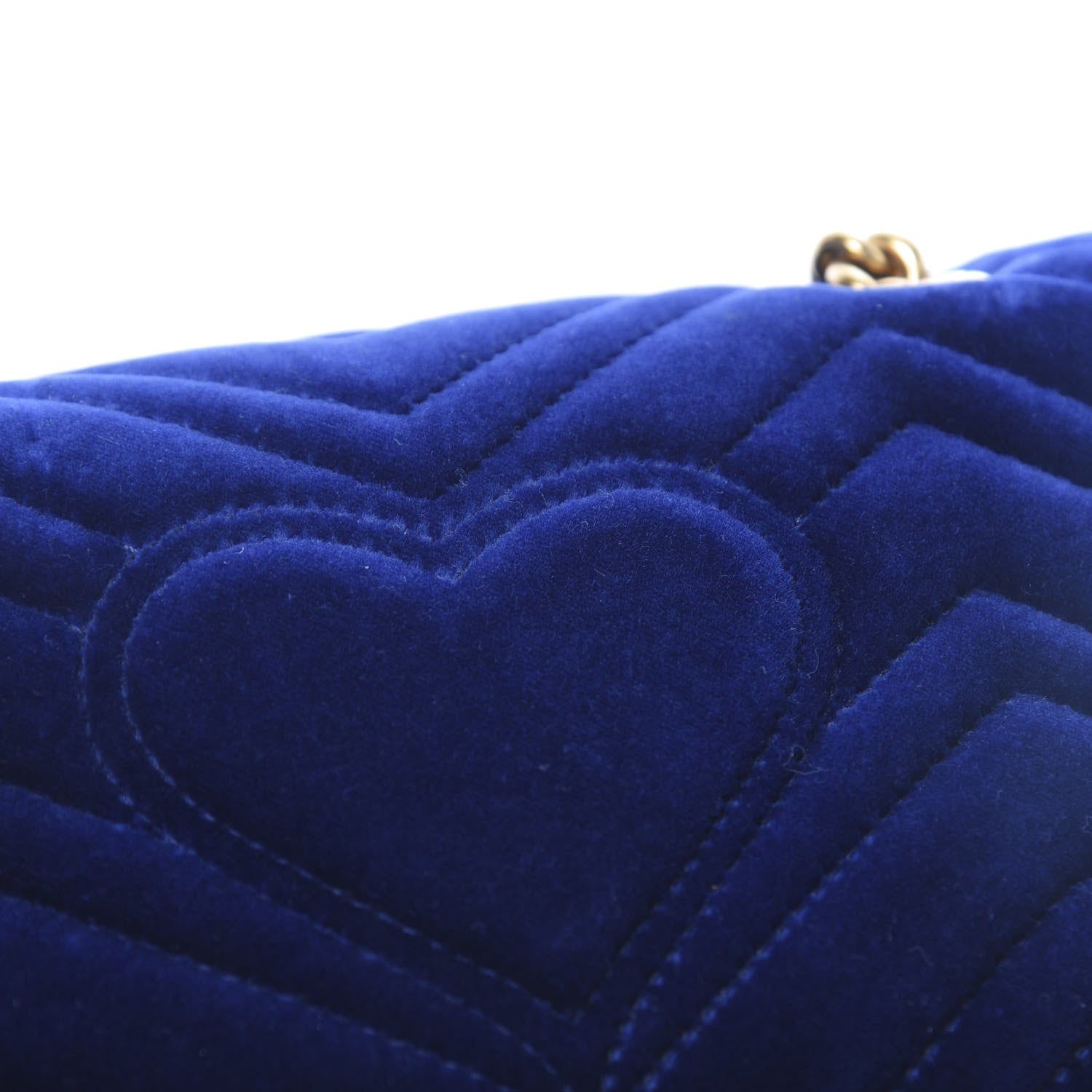 Gucci Velvet Matelasse Embroidered Mini GG Marmont Shoulder Bag Cobalt Blue 13 of 13