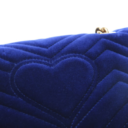 Gucci Velvet Matelasse Embroidered Mini GG Marmont Shoulder Bag Cobalt Blue 13 of 13