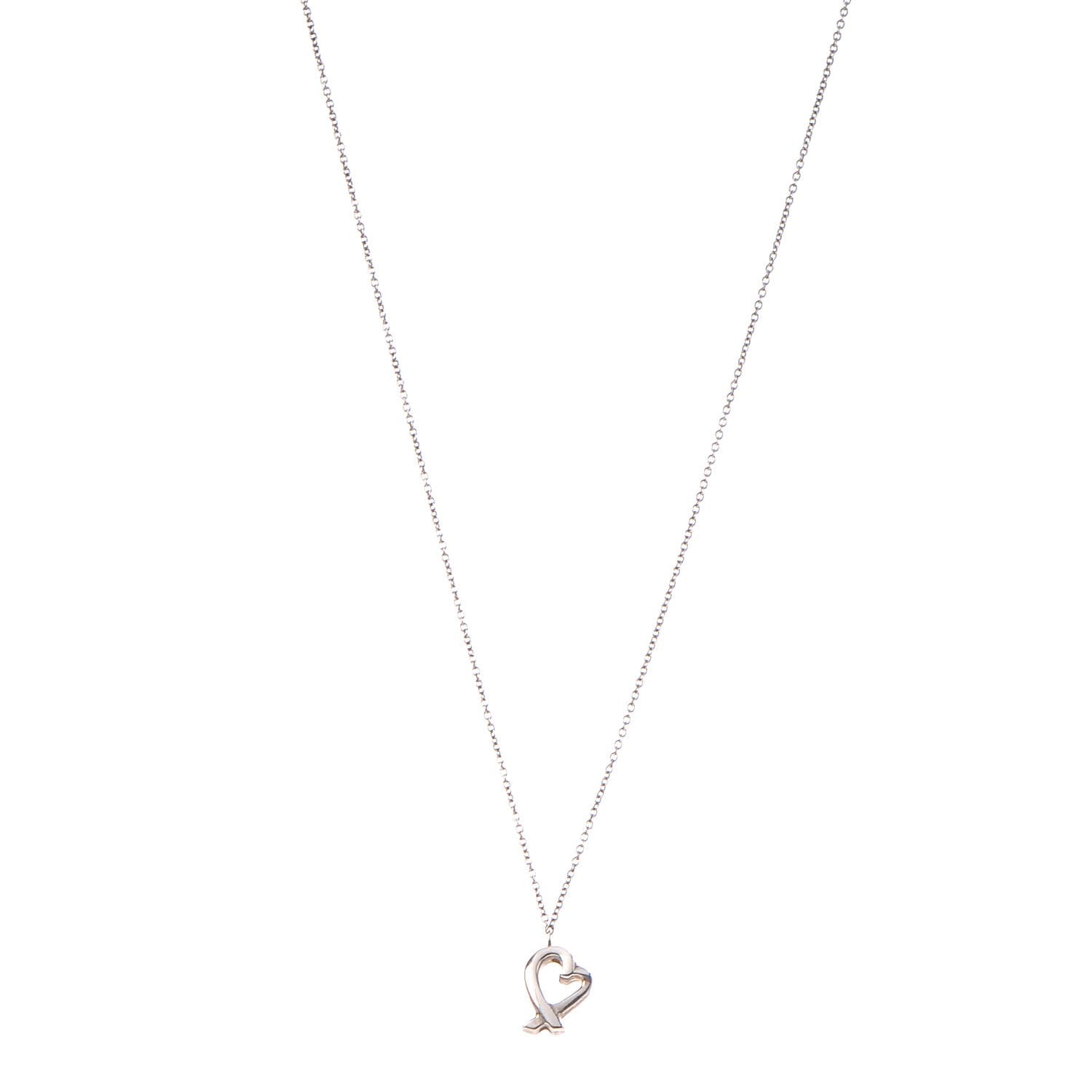 Tiffany Sterling Silver Paloma Picasso Loving Heart Pendant Necklace 1 of 7