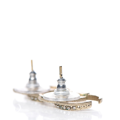 Chanel Crystal CC Moon Earrings Gold 3 of 5