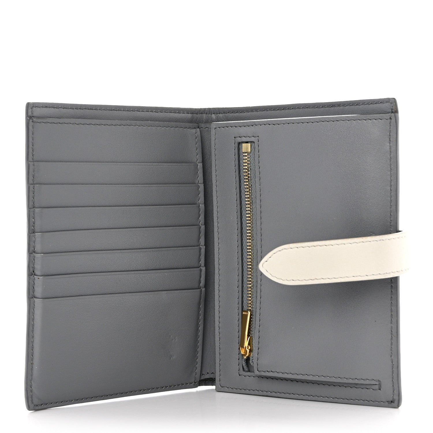 Celine Grained Calfskin Medium Multifunction Strap Wallet Grey Chalk 5 of 12