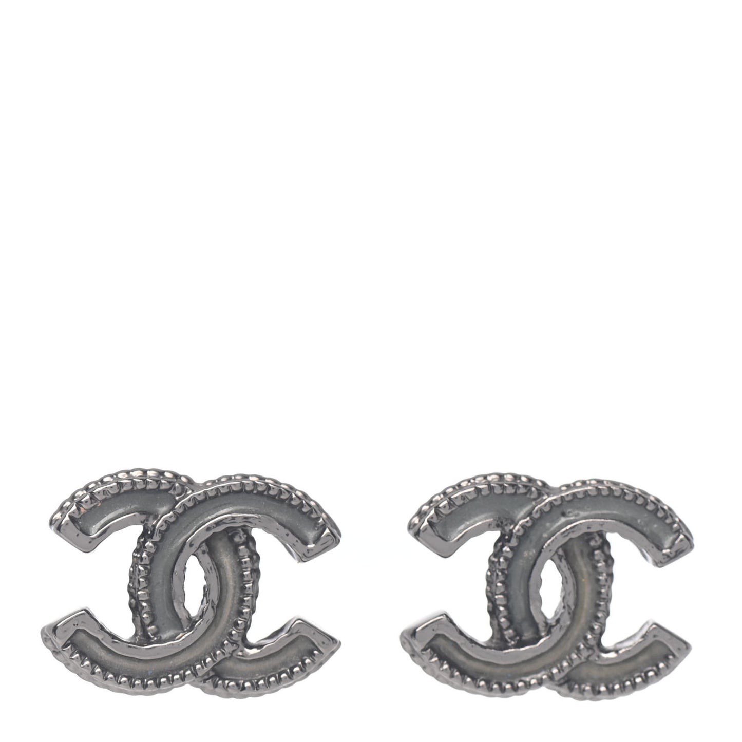 Enamel CC Earrings Grey Silver