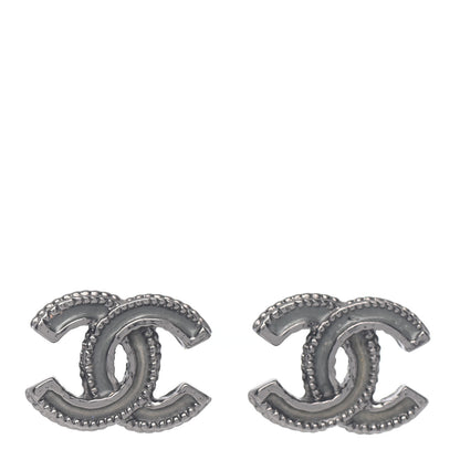 Chanel Enamel CC Earrings Grey Silver 1 of 4