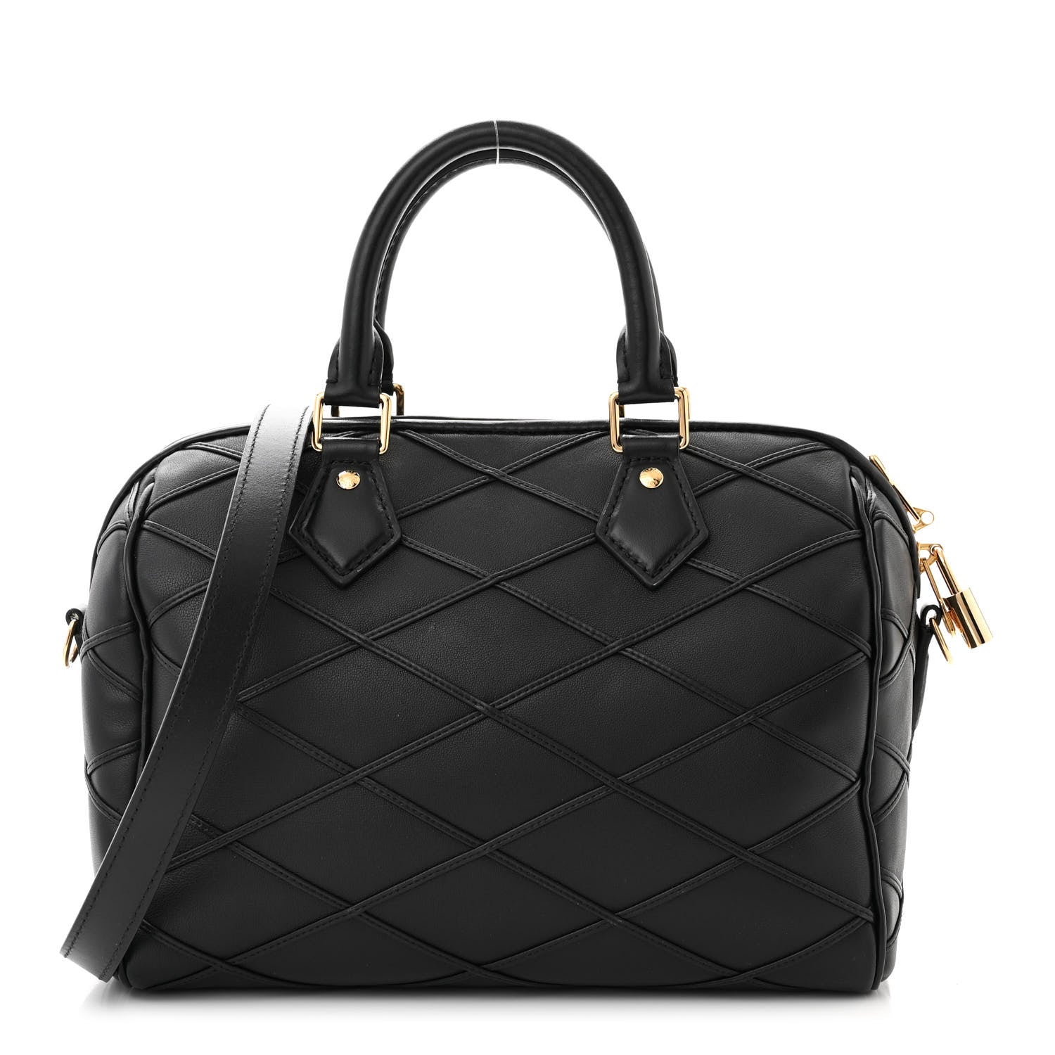 Louis Vuitton LOUIS VUITTON Lambskin Malletage Speedy Bandouliere 25 Black 1 of 9