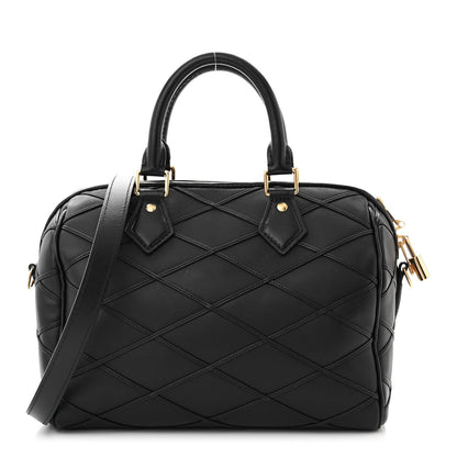 Louis Vuitton LOUIS VUITTON Lambskin Malletage Speedy Bandouliere 25 Black 1 of 9