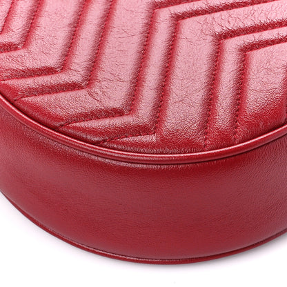 Gucci Glazed Calfskin Matelasse Heart Mini GG Marmont Round Shoulder Bag Romantic Cerise 10 of 11