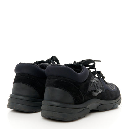 Chanel Nylon Calfskin Suede CC Sneakers 38.5 Black 4 of 9