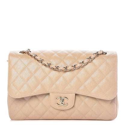 Chanel Iridescent Caviar Quilted Jumbo Double Flap Beige 1 of 10