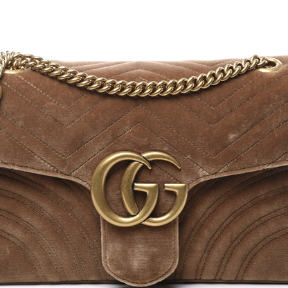 Gucci Velvet Matelasse Medium GG Marmont Shoulder Bag Taupe 10 of 10