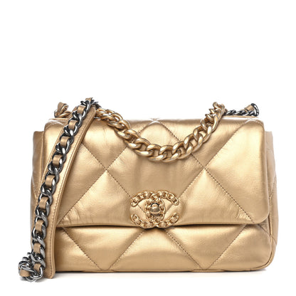 Chanel Metallic Goatskin Quilted Medium Chanel 19 Flap Gold 1 of 4