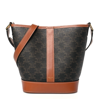 Celine Triomphe Canvas Calfskin Small Bucket Bag Tan 1 of 10