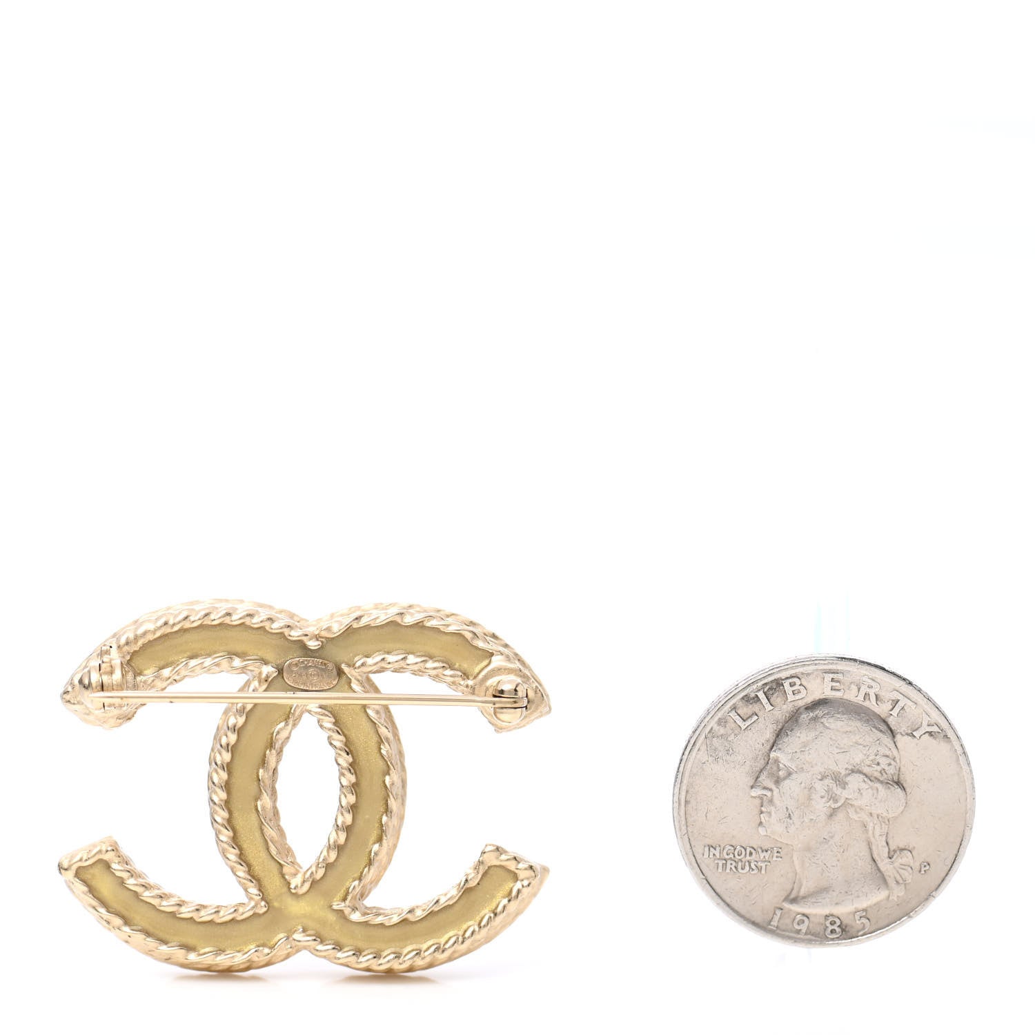 Chanel Crystal CC Brooch Grey White 2 of 3