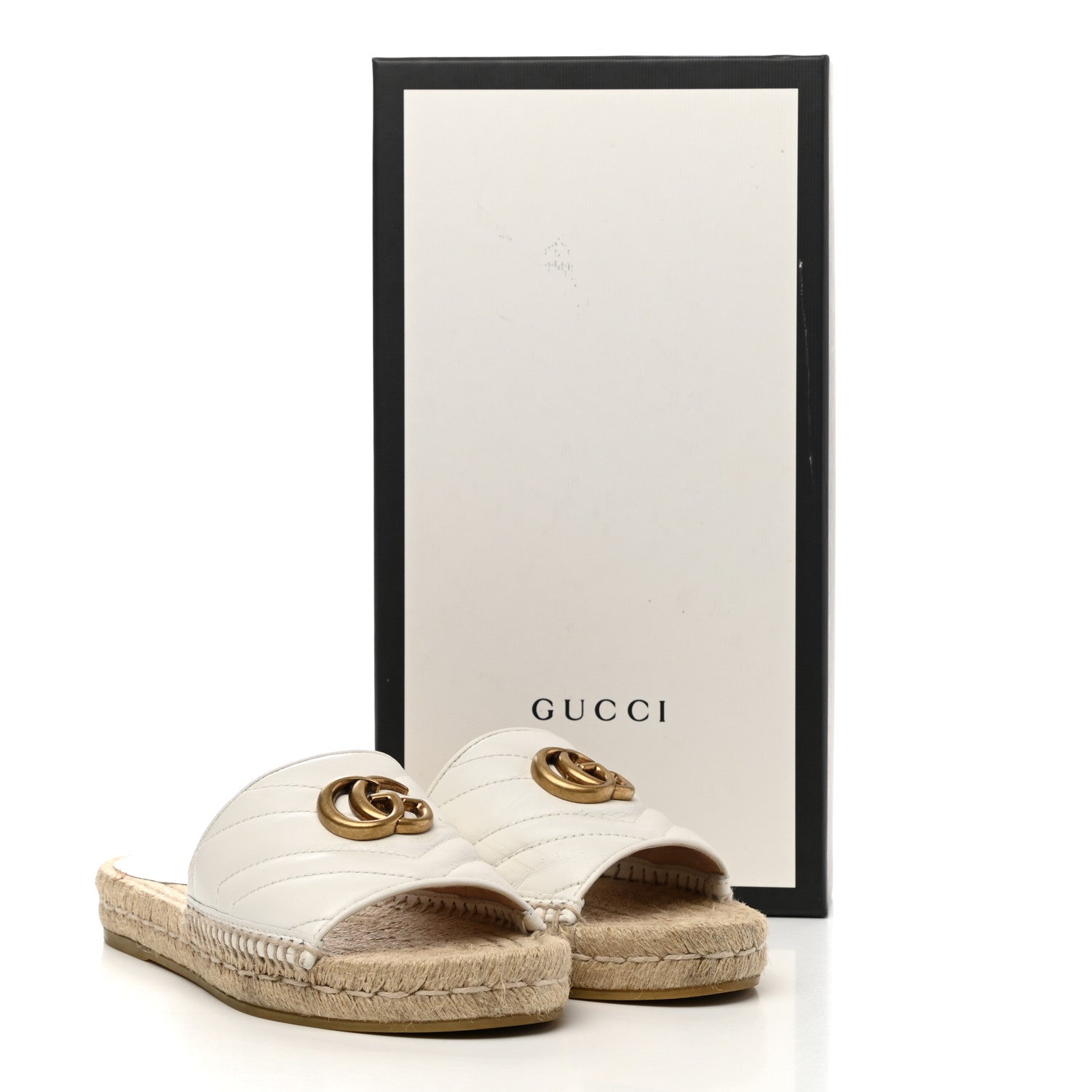 Gucci Nappa Matelasse GG Marmont Espadrille Slide Sandals 37 Great White 13 of 13