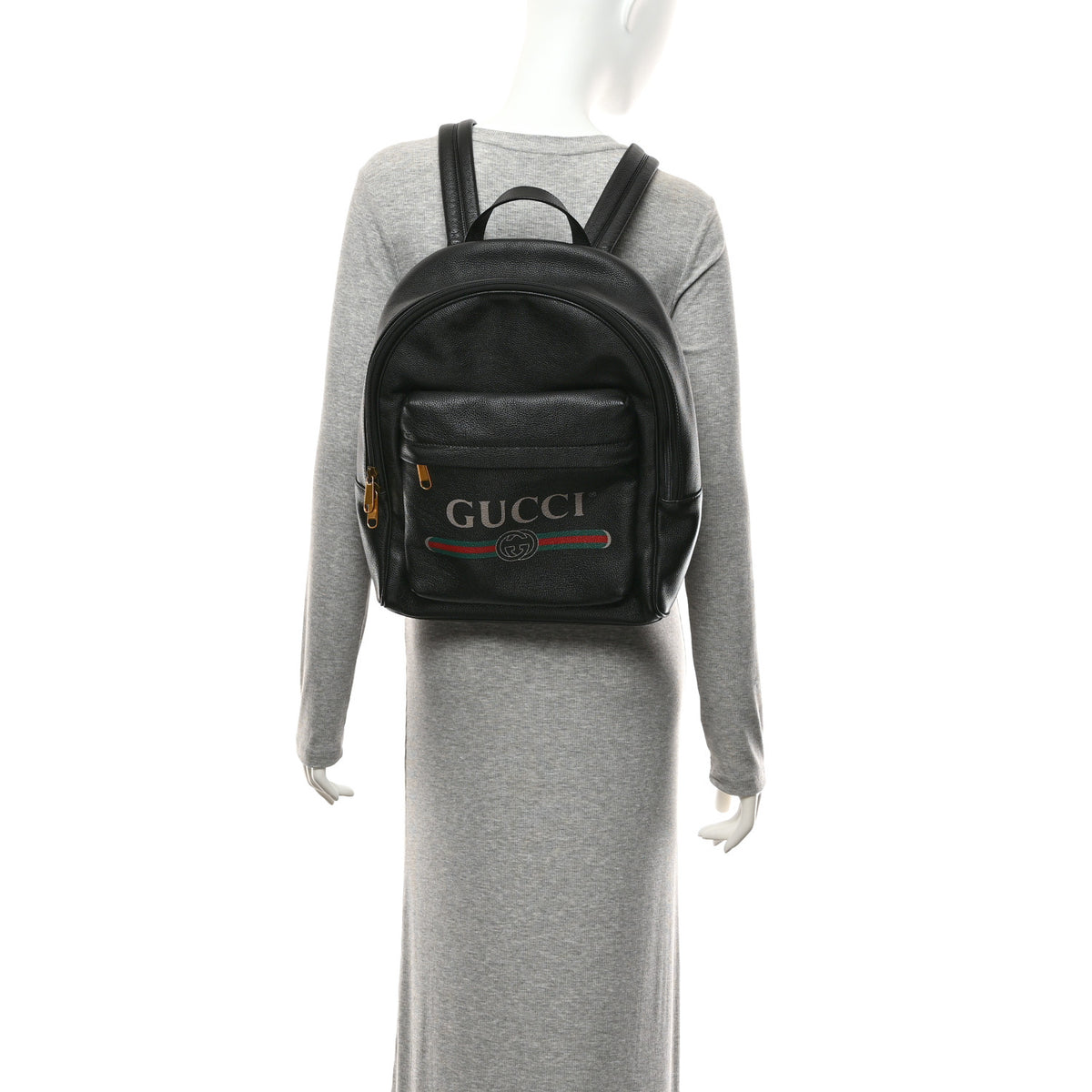 Calfskin Logo Day Backpack Black