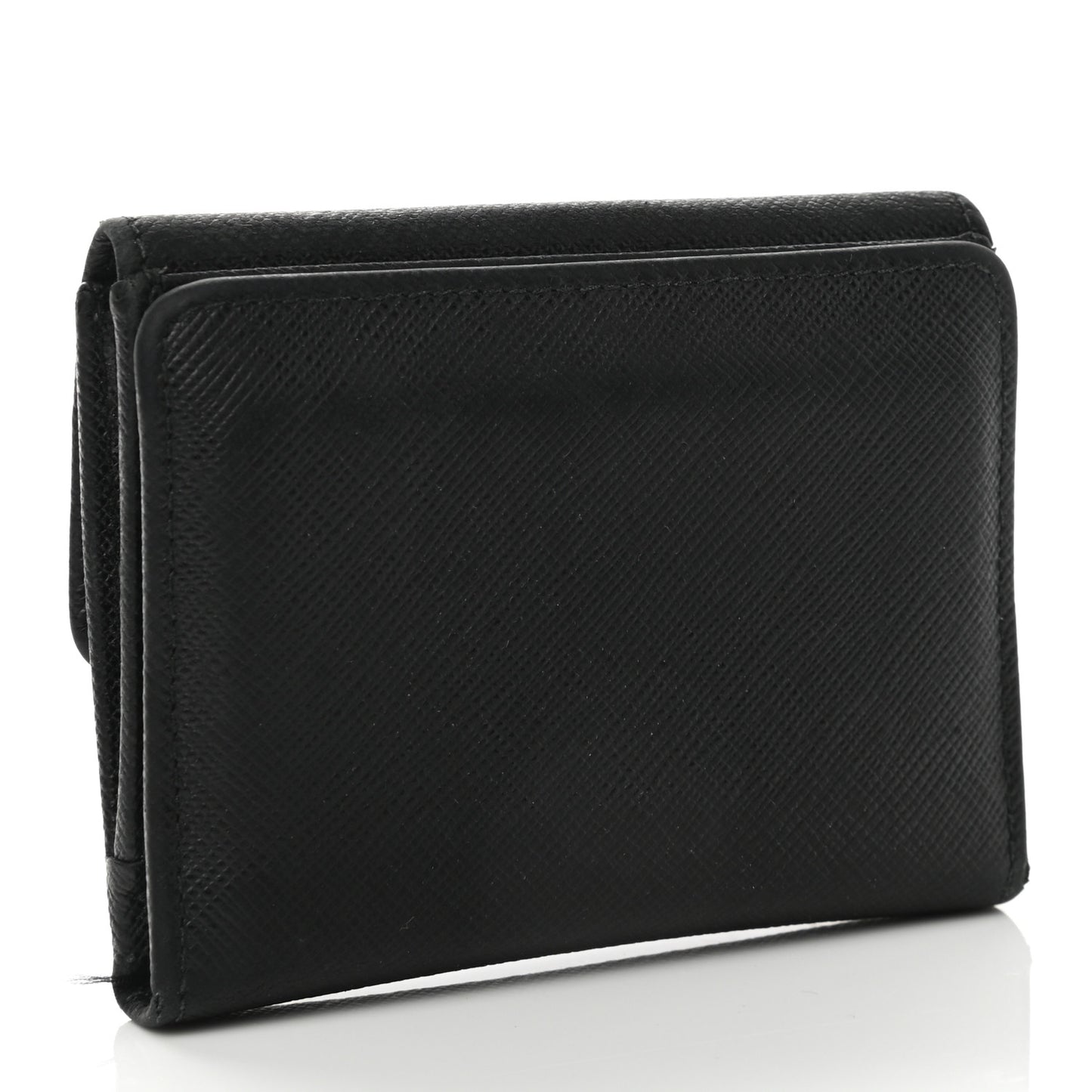 Saffiano Metal Tri-Fold Wallet Black