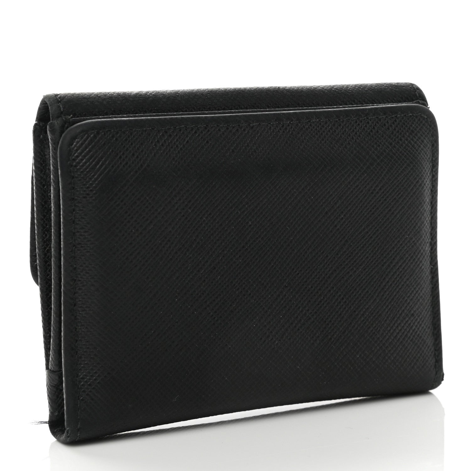 Prada Saffiano Metal Tri-Fold Wallet Black 3 of 10