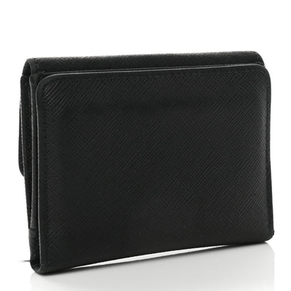 Prada Saffiano Metal Tri-Fold Wallet Black 3 of 10