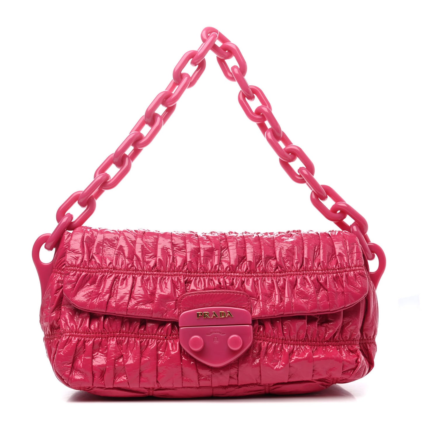 Vernice Gaufre Shoulder Bag Fuxia