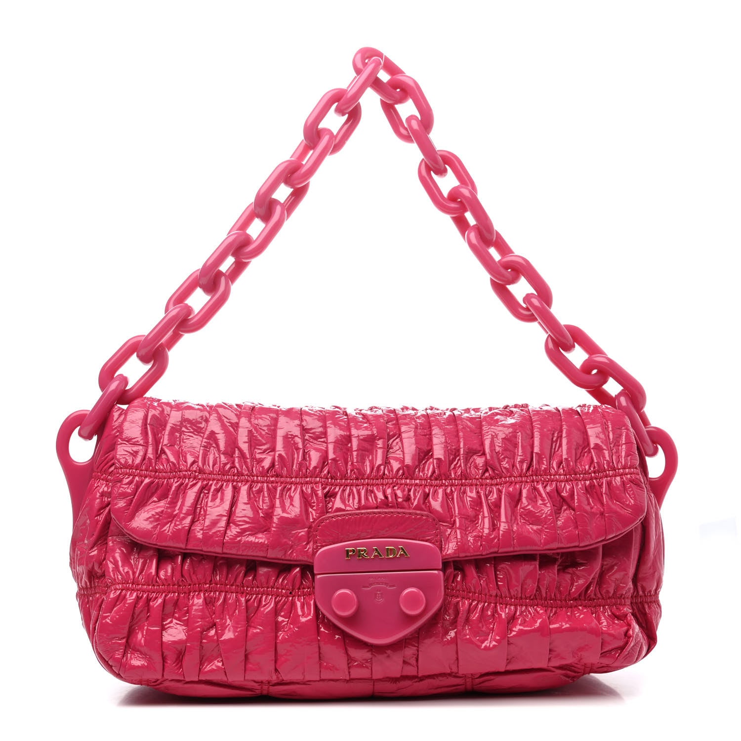 Prada Vernice Gaufre Shoulder Bag Fuxia 1 of 11