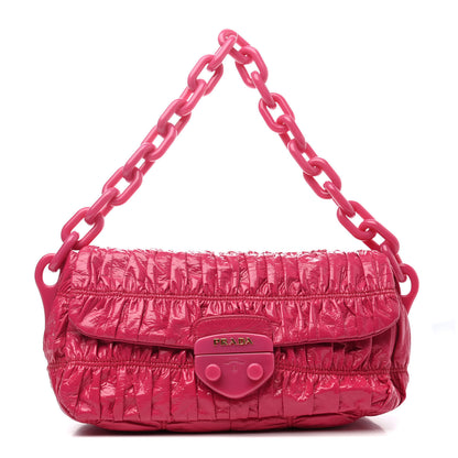 Prada Vernice Gaufre Shoulder Bag Fuxia 1 of 11