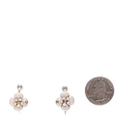 Chanel Enamel CC Camellia Hoop Earrings Beige Gold 2 of 4