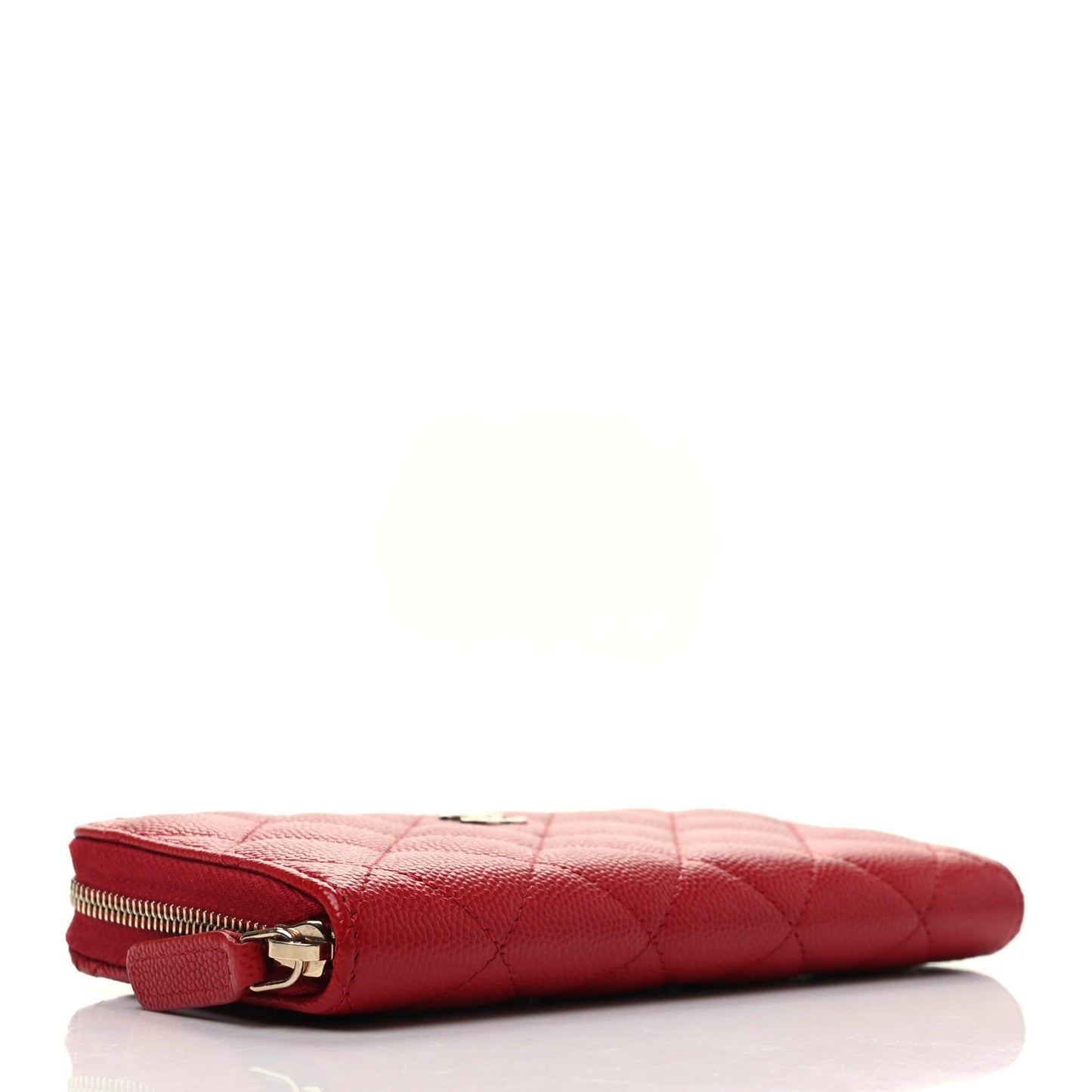 Caviar Quilted Medium Zip Around Wallet Red