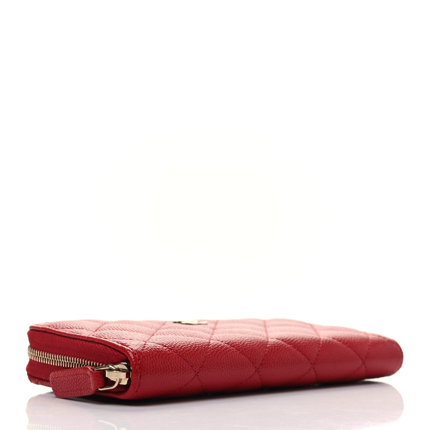 Chanel Caviar Quilted Medium Zip Around Wallet Red 4 of 8