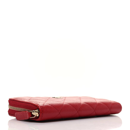 Chanel Caviar Quilted Medium Zip Around Wallet Red 4 of 8