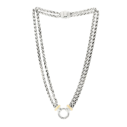 David Yurman Sterling Silver 18K Yellow Gold 8mm Double Wheat Chain Necklace 2 of 4