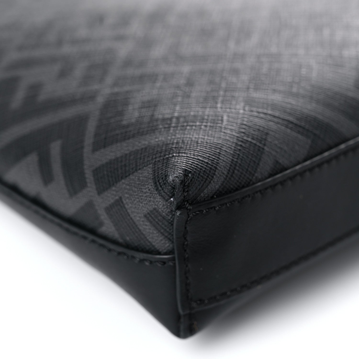 Fendi Glazed Fabric Vitello Liberty FF 1974 Diagonal Medium East West Messenger Black Sunflower 10 of 16