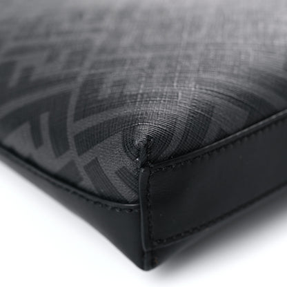 Fendi Glazed Fabric Vitello Liberty FF 1974 Diagonal Medium East West Messenger Black Sunflower 10 of 16