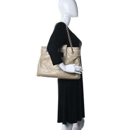 Chanel Lambskin Quilted Mademoiselle Accordion Tote Beige 2 of 13