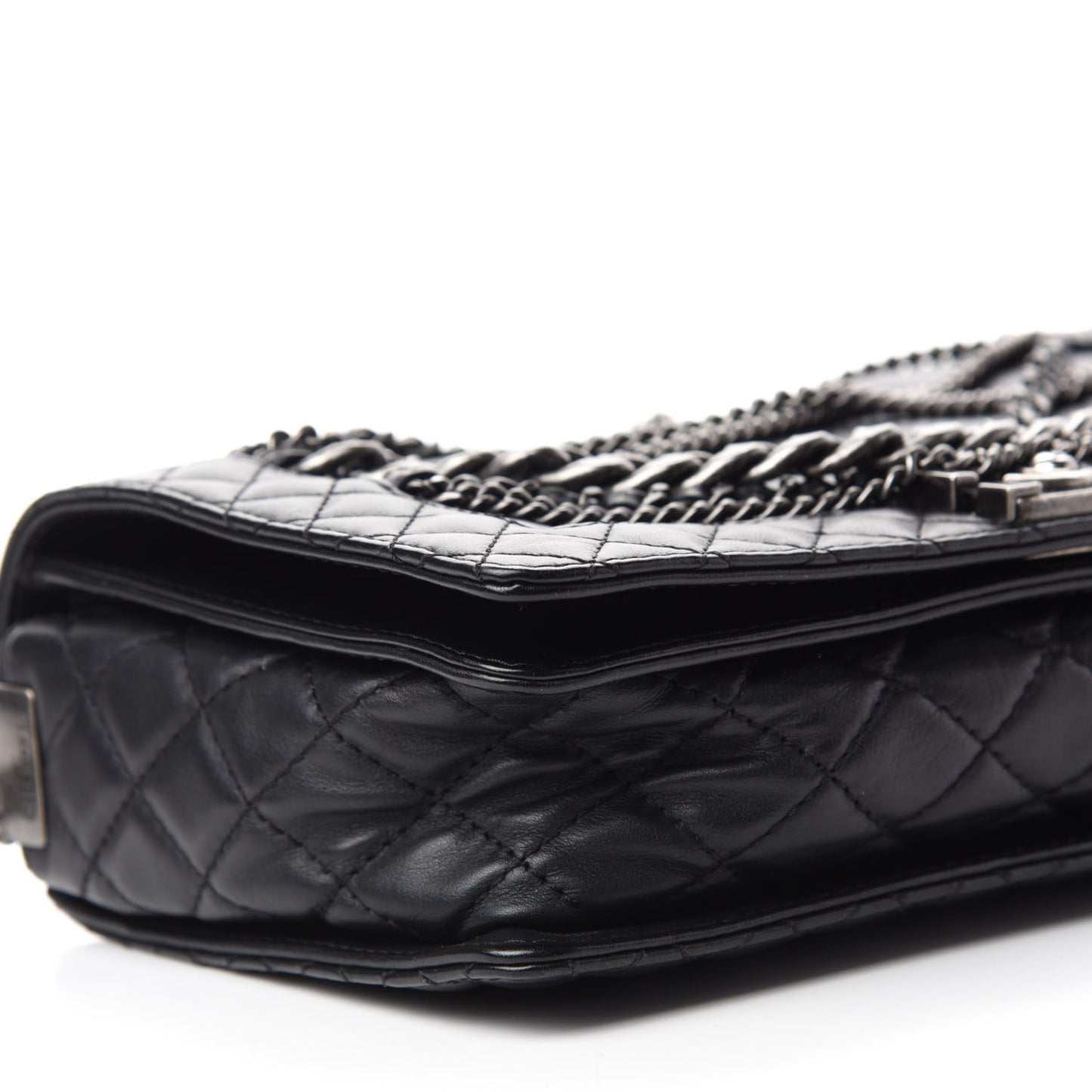 Calfskin Enchained New Medium Boy Flap Black