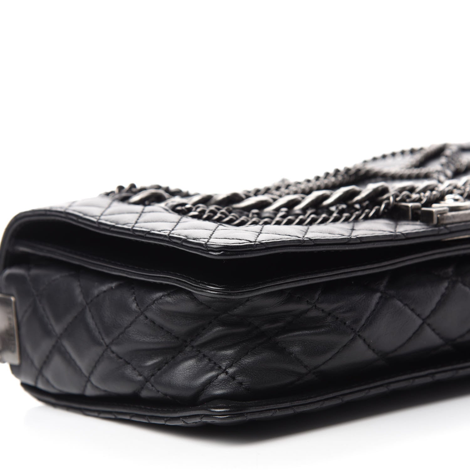 Chanel Calfskin Enchained New Medium Boy Flap Black 6 of 10