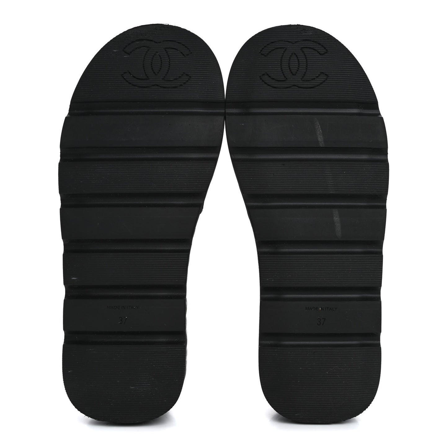 Lambskin Quilted Platform Sandals 37 Black