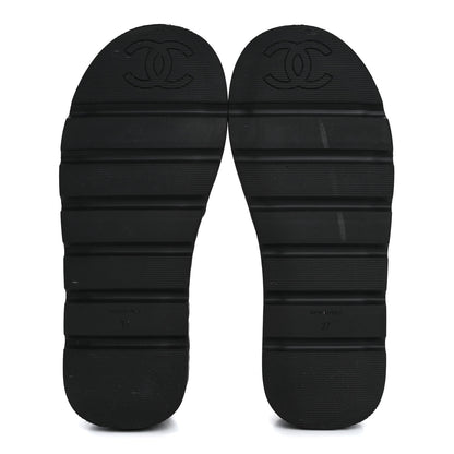Chanel Lambskin Quilted Platform Sandals 37 Black 6 of 14