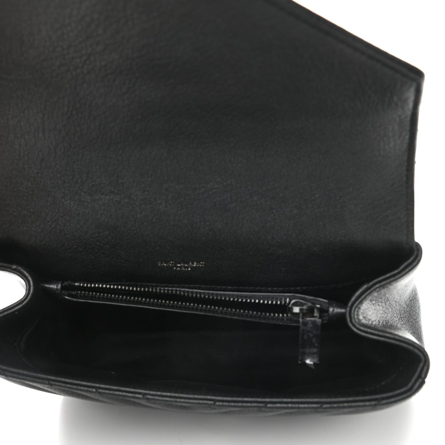 Sheepskin Matelasse Chevron Monogram Monochrome Medium College Bag Black